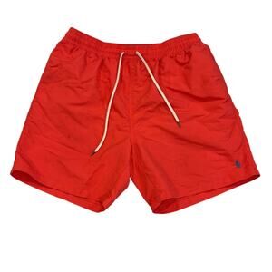 Polo Ralph Lauren Traveler Swim Trunks Orange Blue Pony L